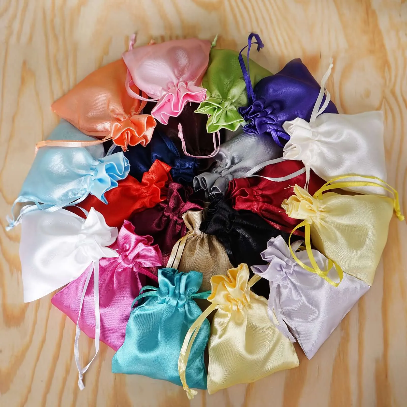 100 Pack Personalized Satin Drawstring Wedding Favor Bags 4"x6"