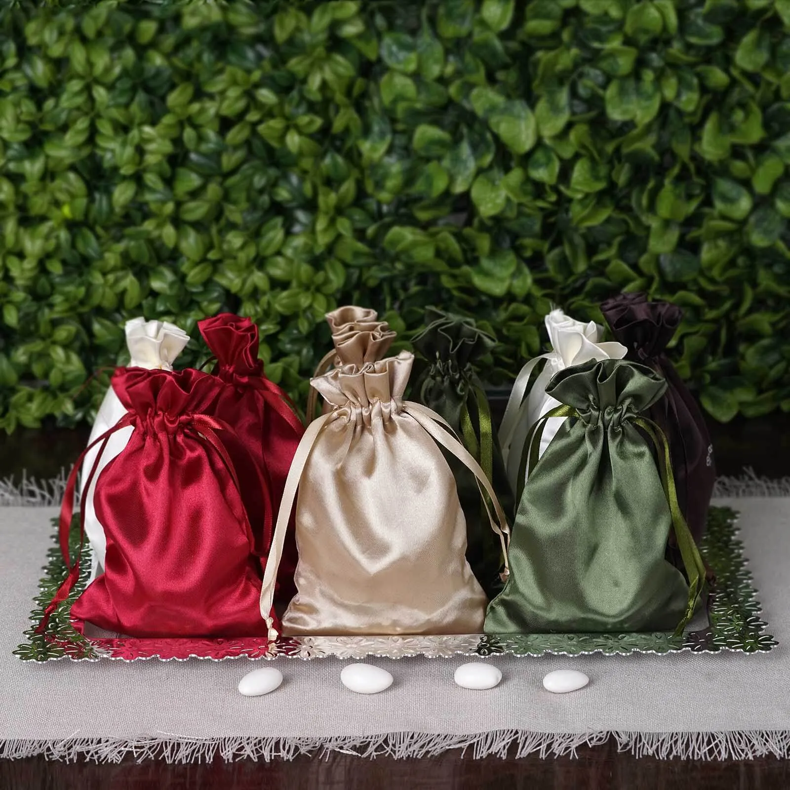 100 Pack Personalized Satin Drawstring Wedding Favor Bags 4"x6"