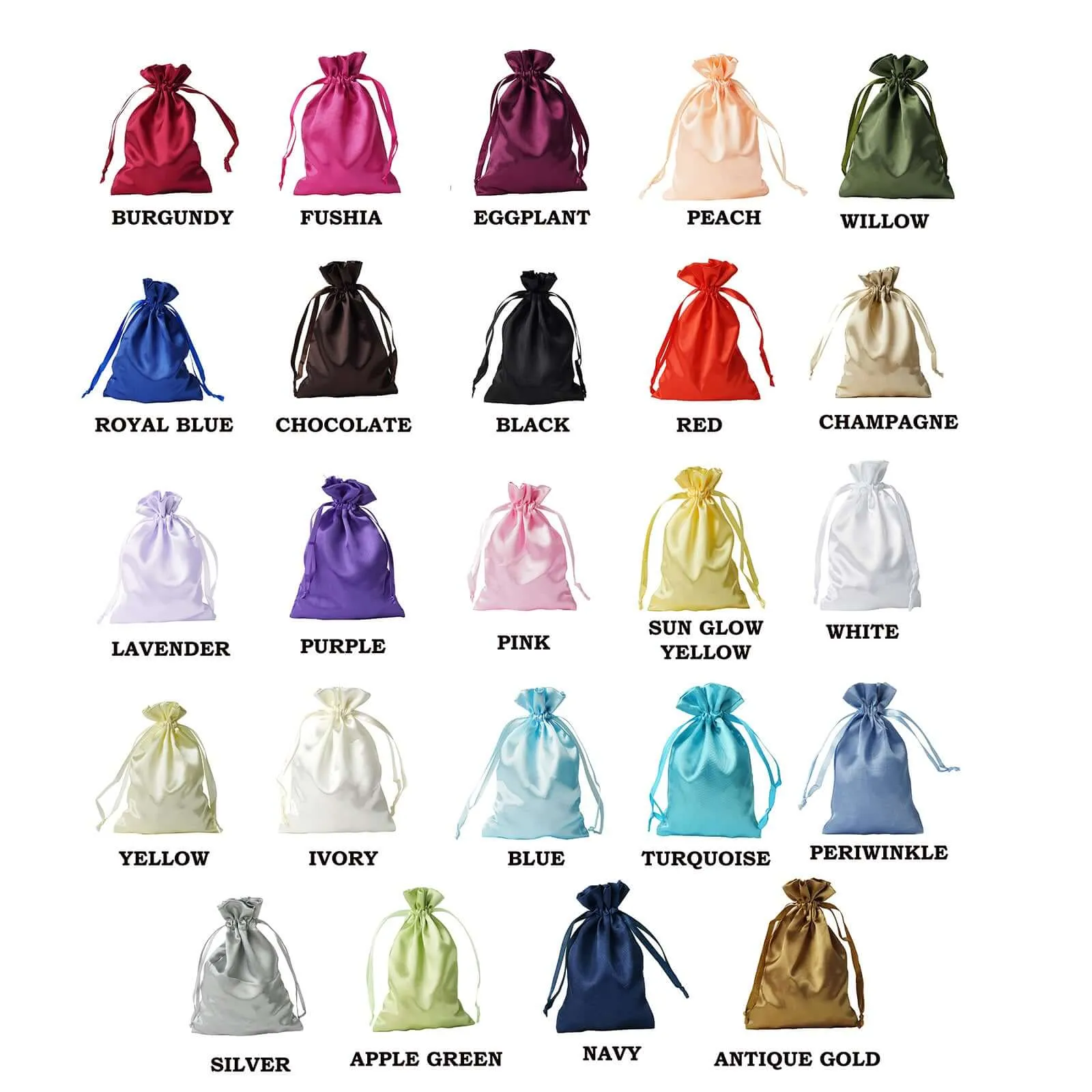 100 Pack Personalized Satin Drawstring Wedding Favor Bags 4"x6"