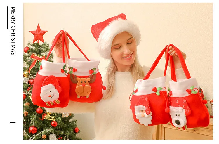 4pcs Christmas Gift Bags Drawstring Christmas Gift Doll Bag Candy Treat Bags