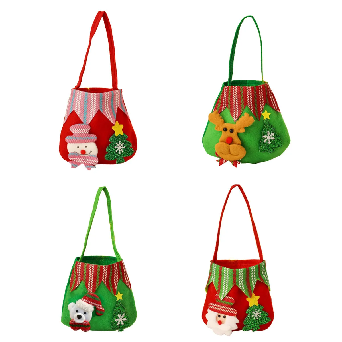 4pcs Christmas Gift Bags Drawstring Christmas Gift Doll Bag Candy Treat Bags