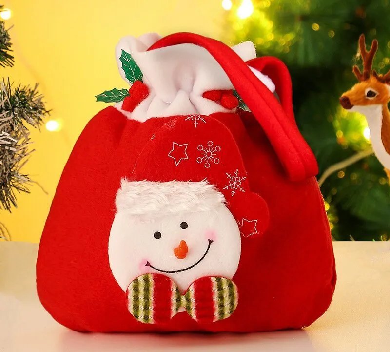 4pcs Christmas Gift Bags Drawstring Christmas Gift Doll Bag Candy Treat Bags