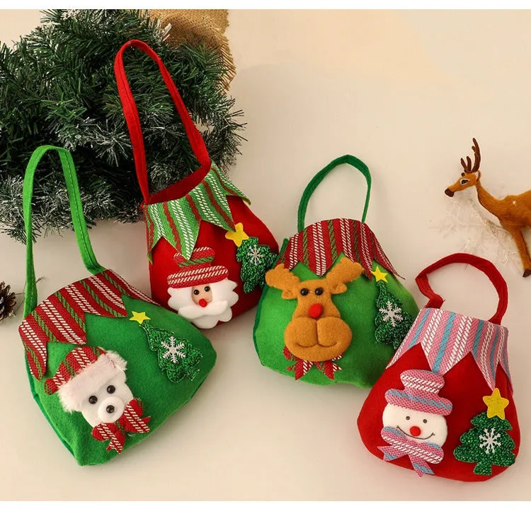 4pcs Christmas Gift Bags Drawstring Christmas Gift Doll Bag Candy Treat Bags