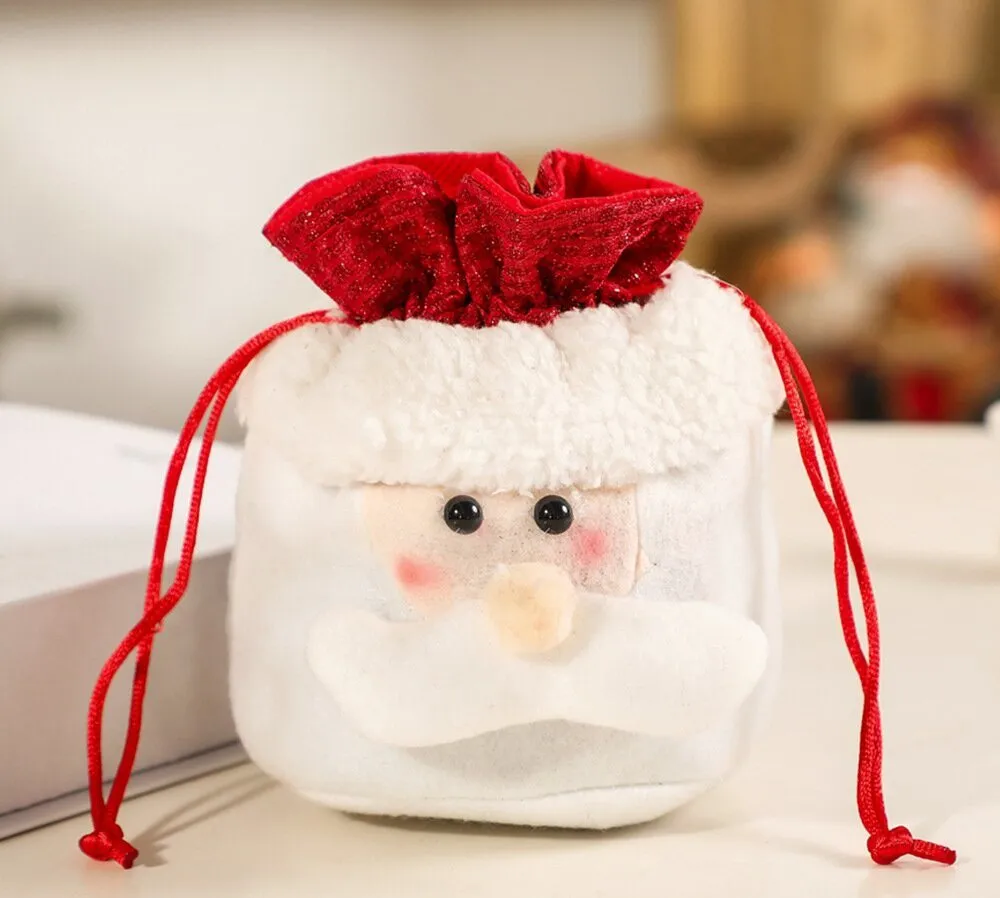 4pcs Christmas Gift Bags Drawstring Christmas Gift Doll Bag Candy Treat Bags