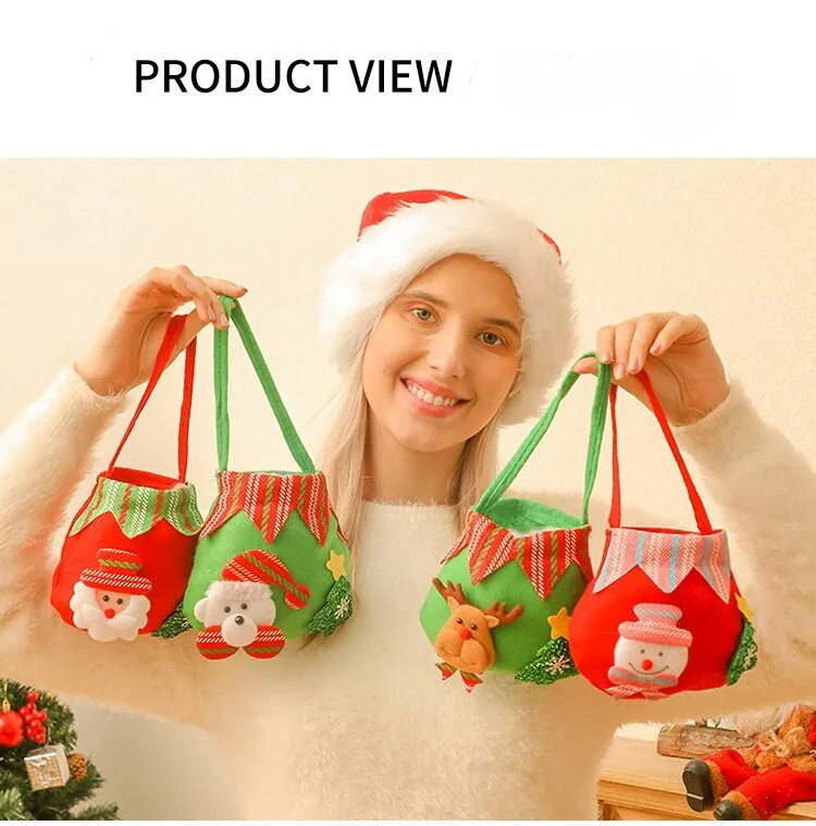 4pcs Christmas Gift Bags Drawstring Christmas Gift Doll Bag Candy Treat Bags