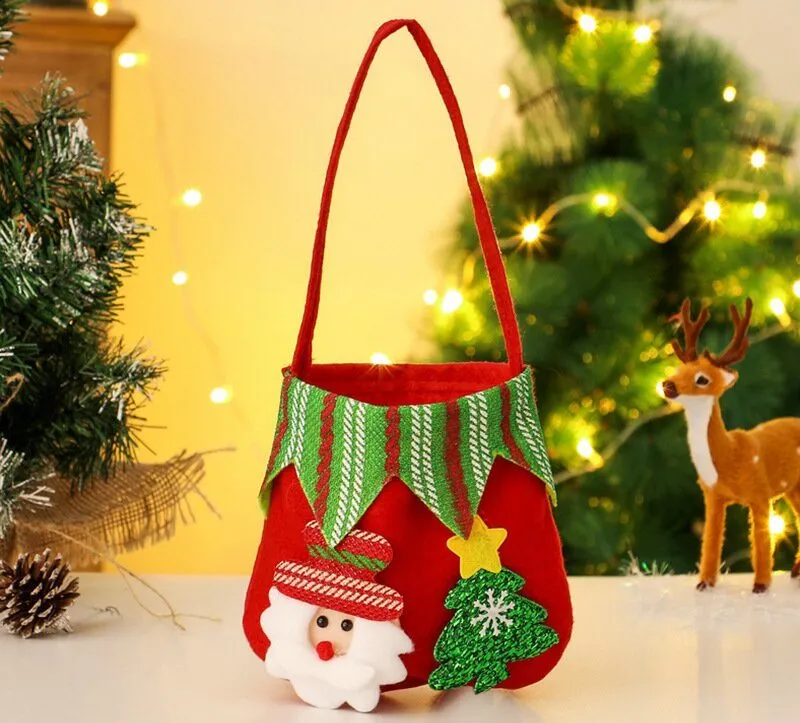 4pcs Christmas Gift Bags Drawstring Christmas Gift Doll Bag Candy Treat Bags