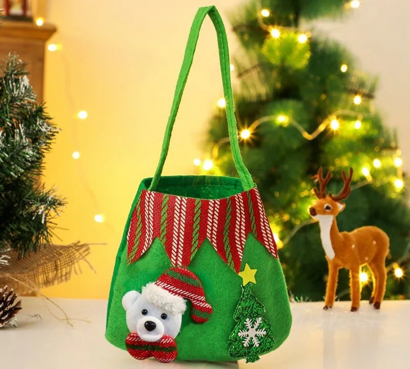 4pcs Christmas Gift Bags Drawstring Christmas Gift Doll Bag Candy Treat Bags