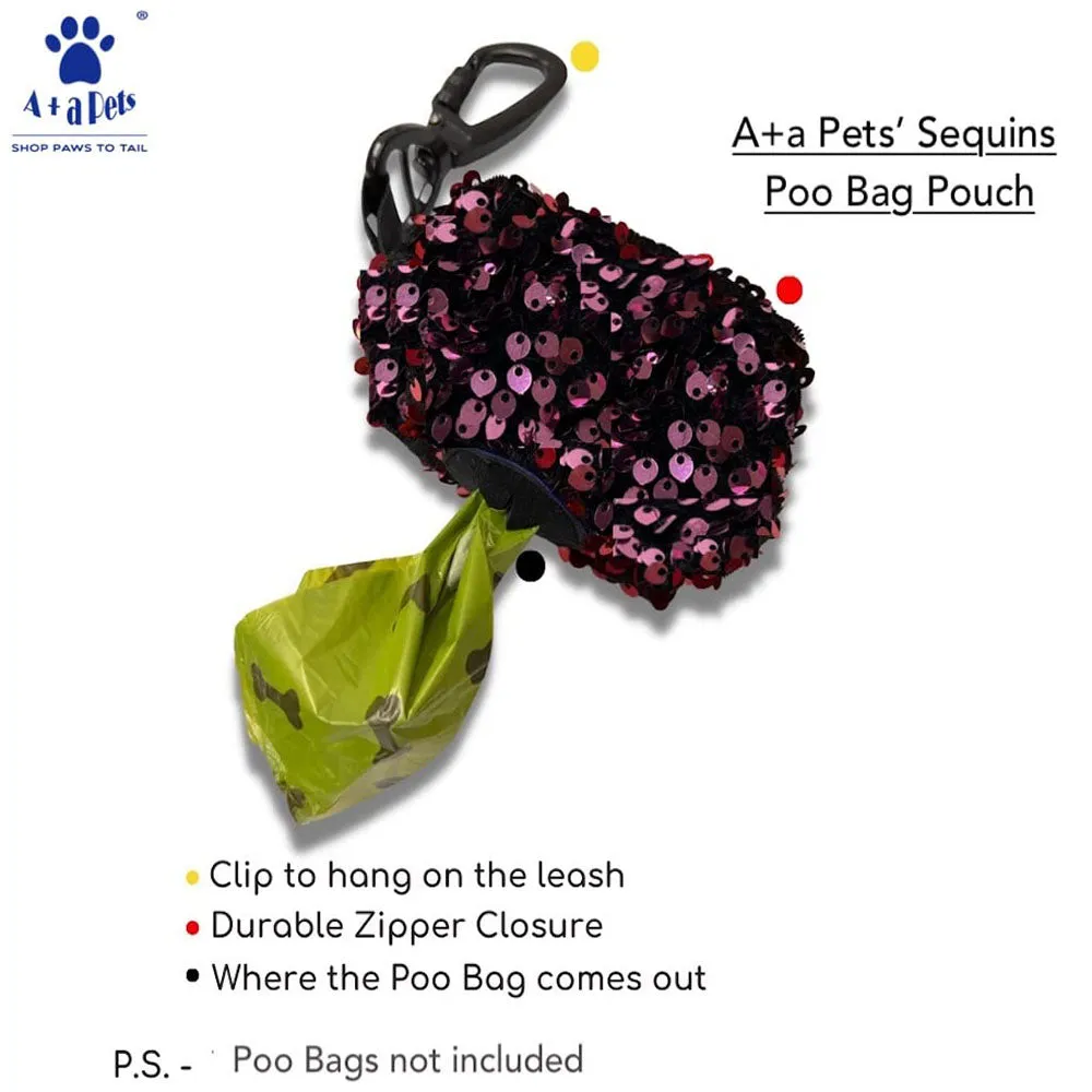 A a Pets' Sequins Dog Poo Bag Pouch Dispenser-Pink