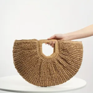 Alpha C Apparel Boho Style Straw Beach Bag - Perfect for Travel and Holidays