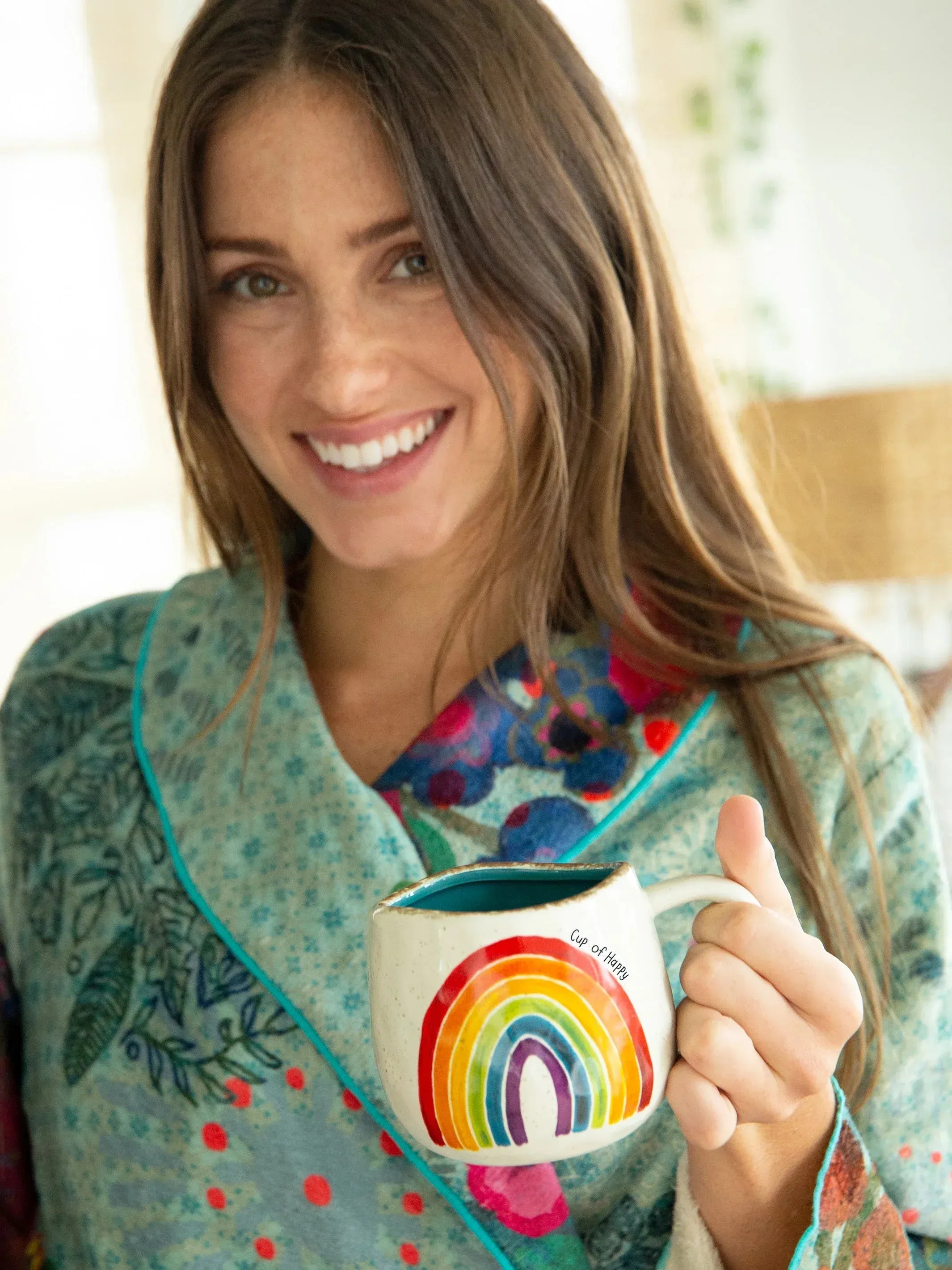 ARTISAN RAINBOW COFFEE MUG - CUP OF HAPPY