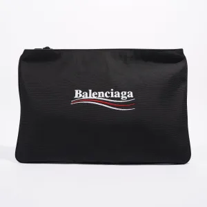 Balenciaga Womens Pouch Logo Black Nylon Large