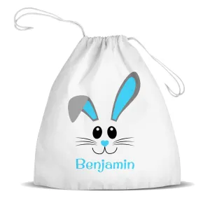 Blue Bunny Face Premium Drawstring Bag