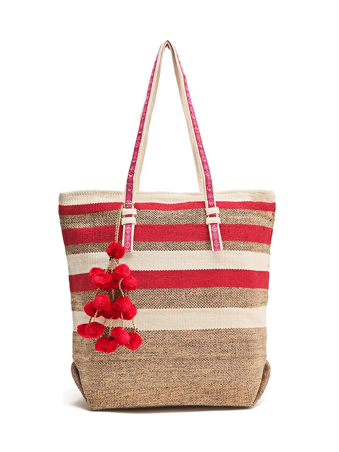 Boho Girl Red & Golden Gilter Handbag for Women with Zip Closure | College Bag for Girls | Handbag for Shopping, Travel & Vacations Tote | Detailng With The Tassel