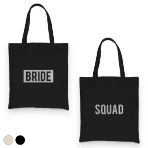 Bride Squad Boxed-SILVER Canvas Shoulder Bag Rich Blessed Kind Gift