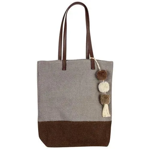 BROWN & GREY JUTE TOTE