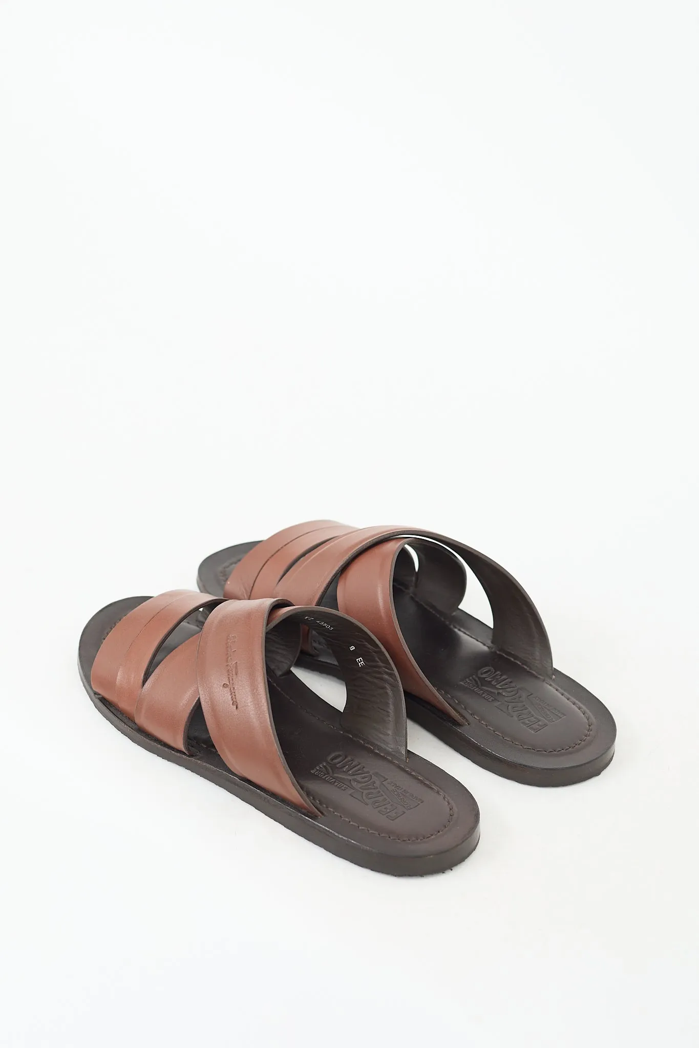 Brown Leather Filone Crossover Sandal