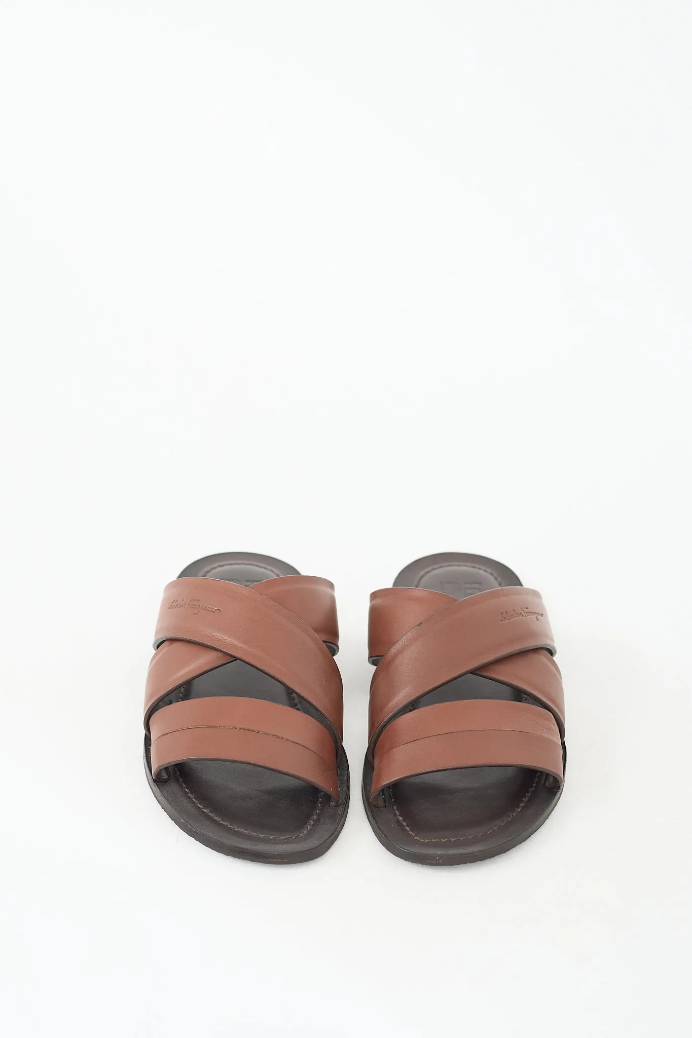 Brown Leather Filone Crossover Sandal