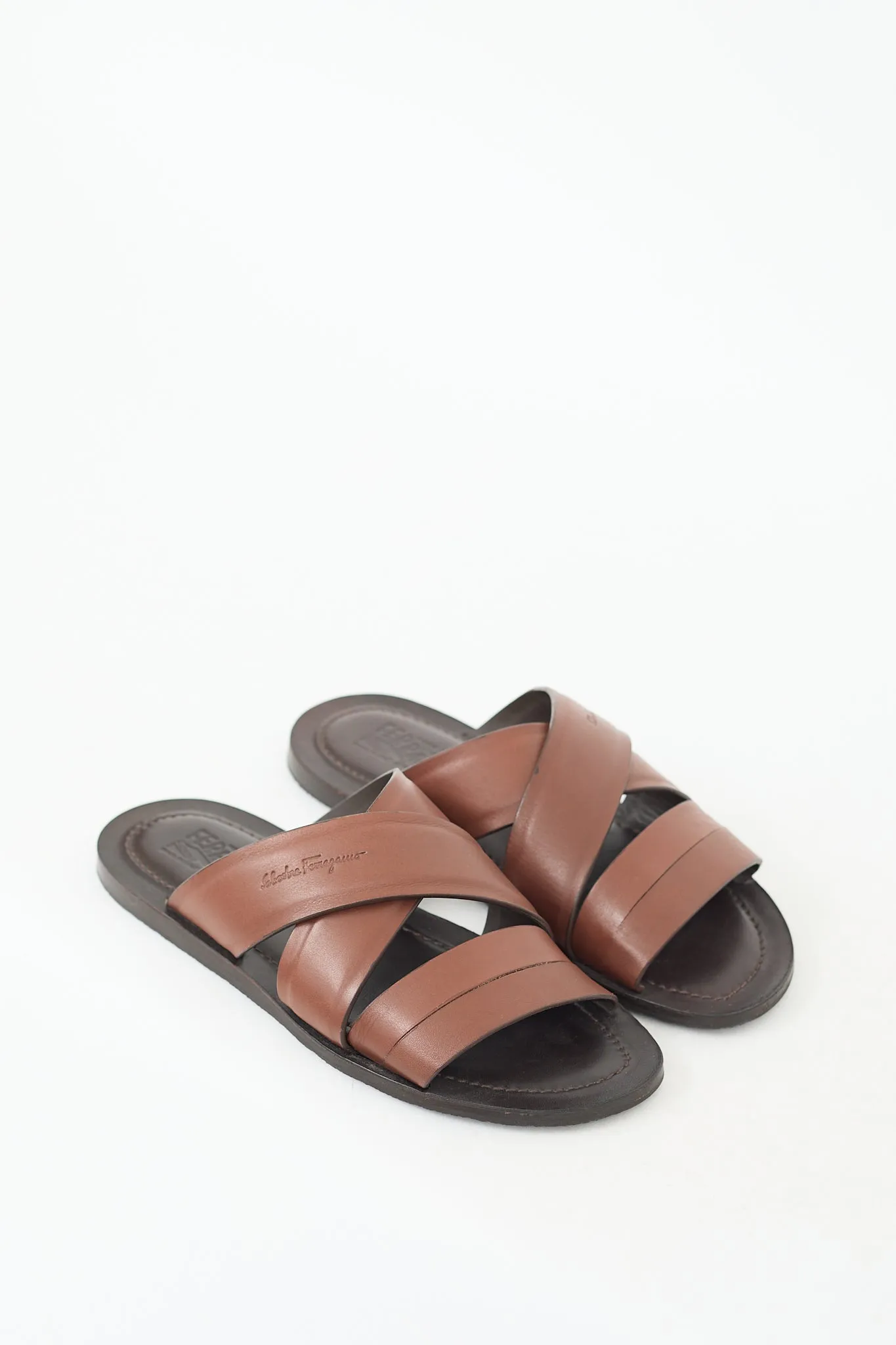 Brown Leather Filone Crossover Sandal