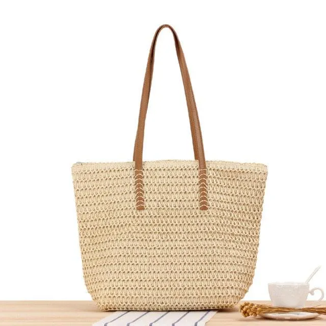 Casual Straw Large Capacity Tote Bags