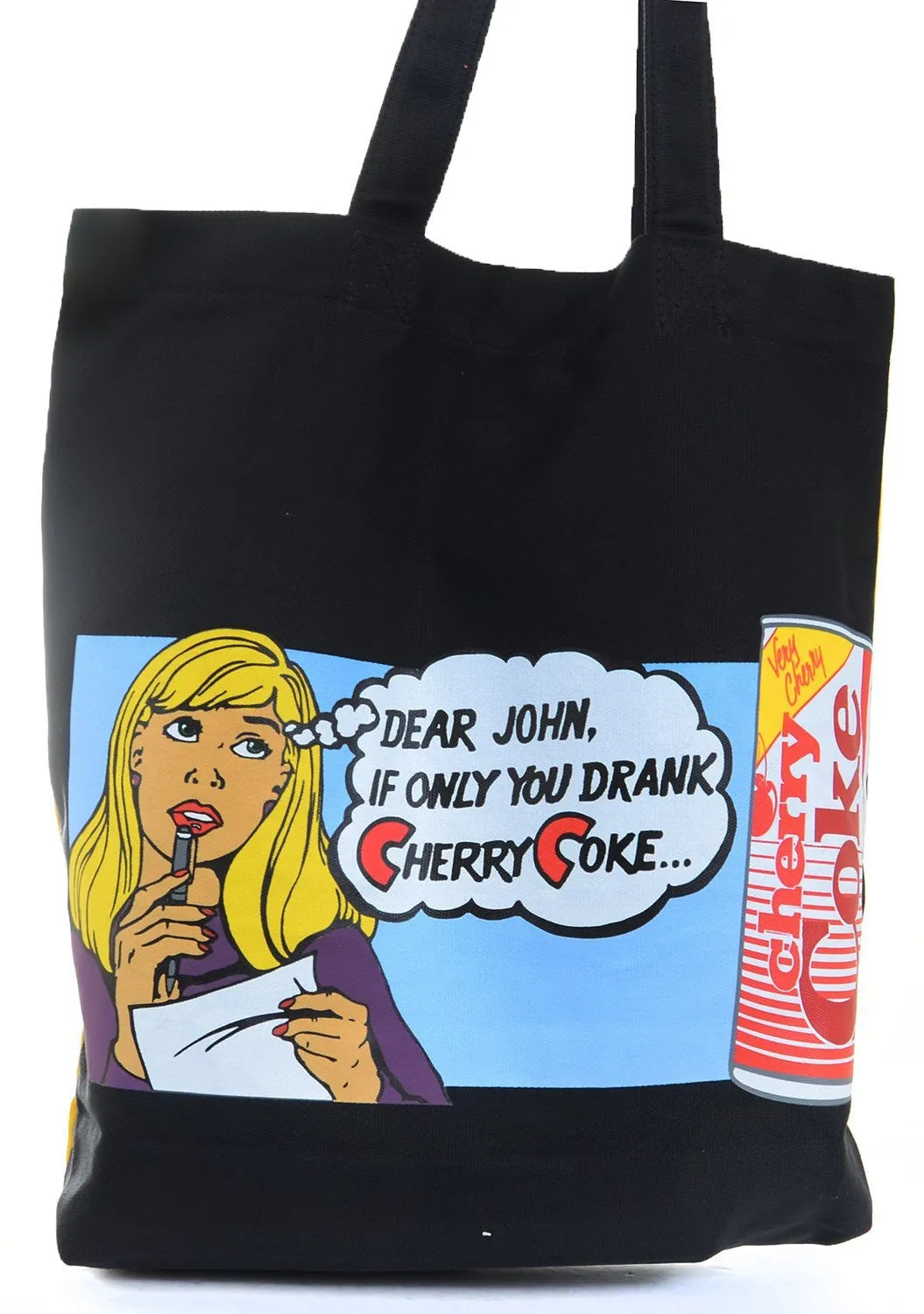 Cherry Coke Vintage Comic Pop Art Coca Cola Canvas Tote Bag