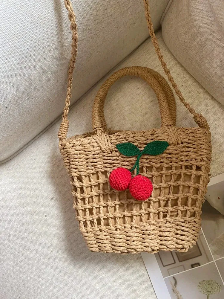 Cherry Cute Crossbody Fresh Shoulder Straw Bag