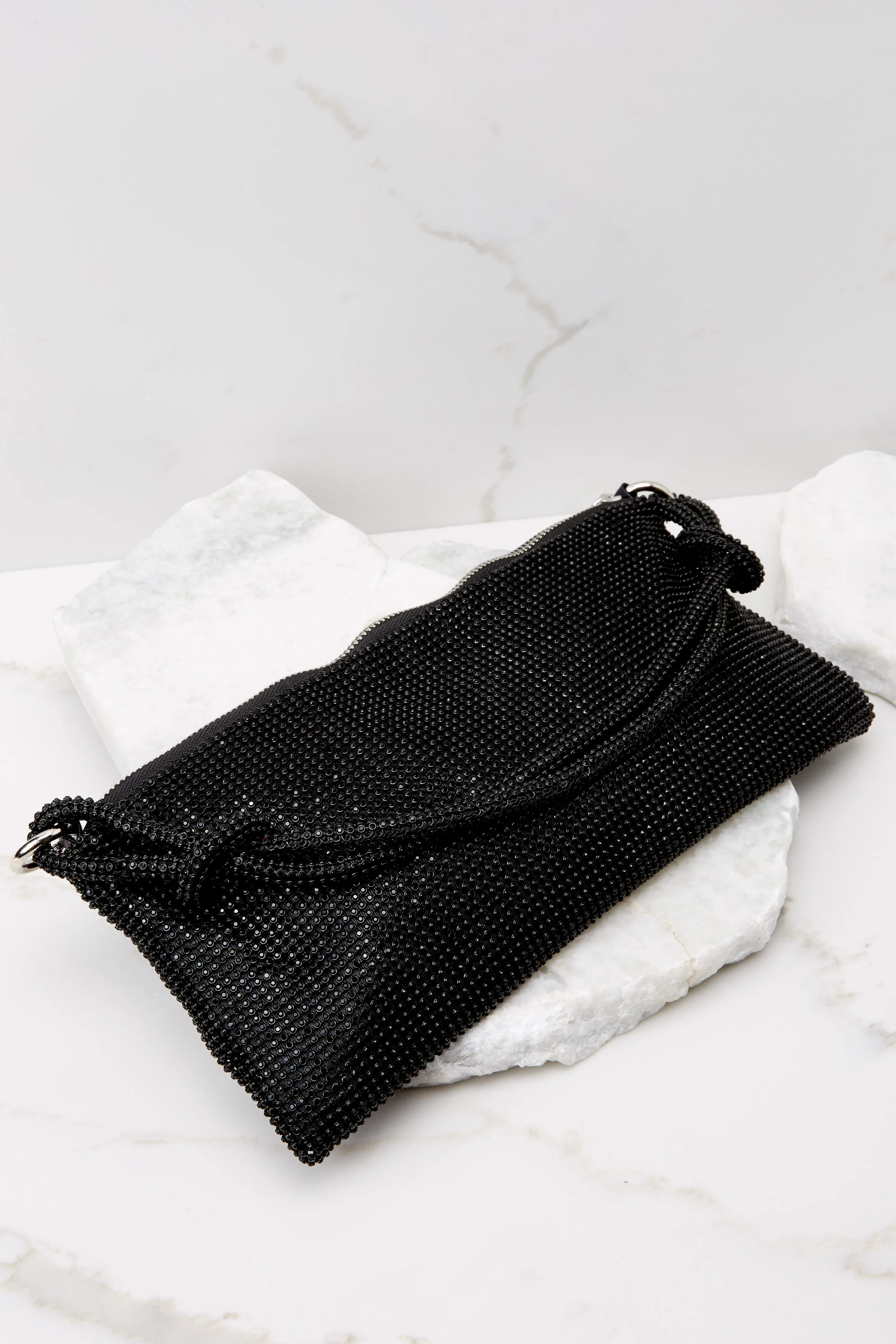 City Drives Black Beaded Mesh Bag