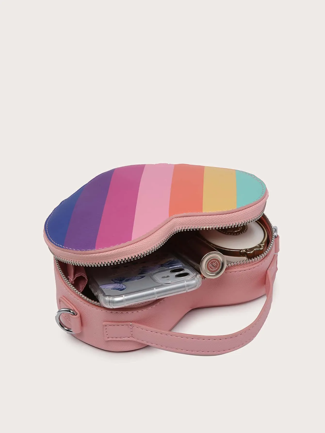 Colorful Striped Pattern Chain Satchel Bag