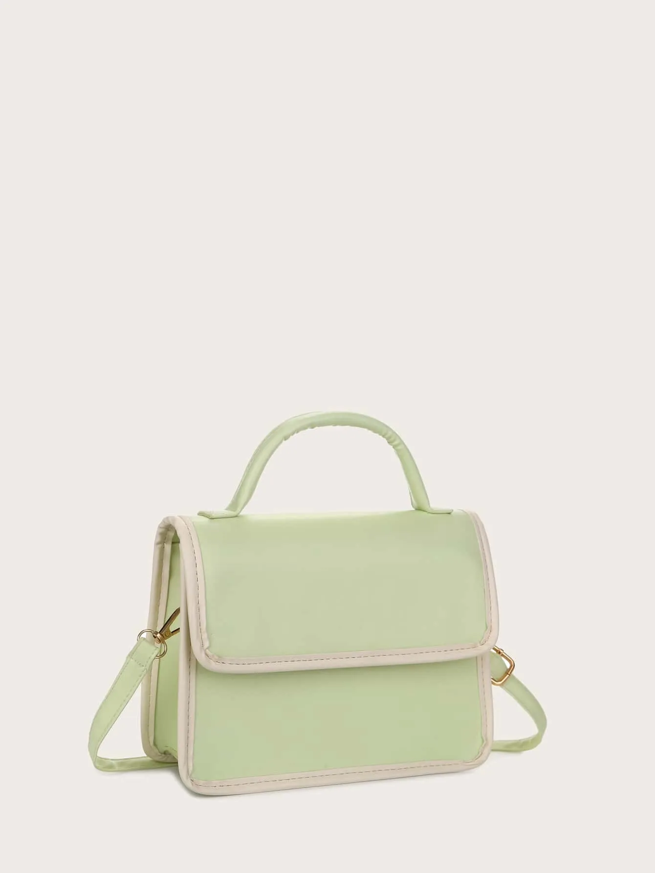 Contrast Binding Flap Satchel Bag