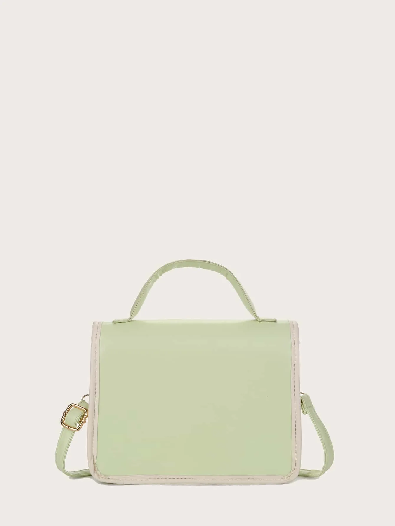 Contrast Binding Flap Satchel Bag