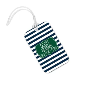 Custom Bag Tag - Backpack Name Tag - Personalized Back to School Green Navy