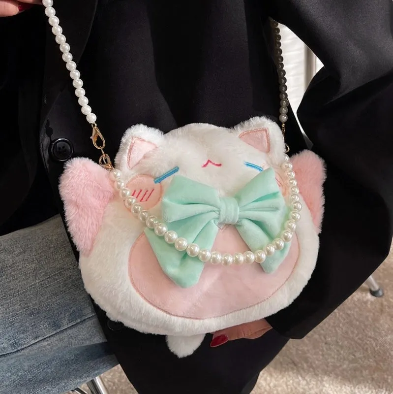 Cute Female  Winter New Trendy Messenger Bag Plush Chain Shoulder Bag