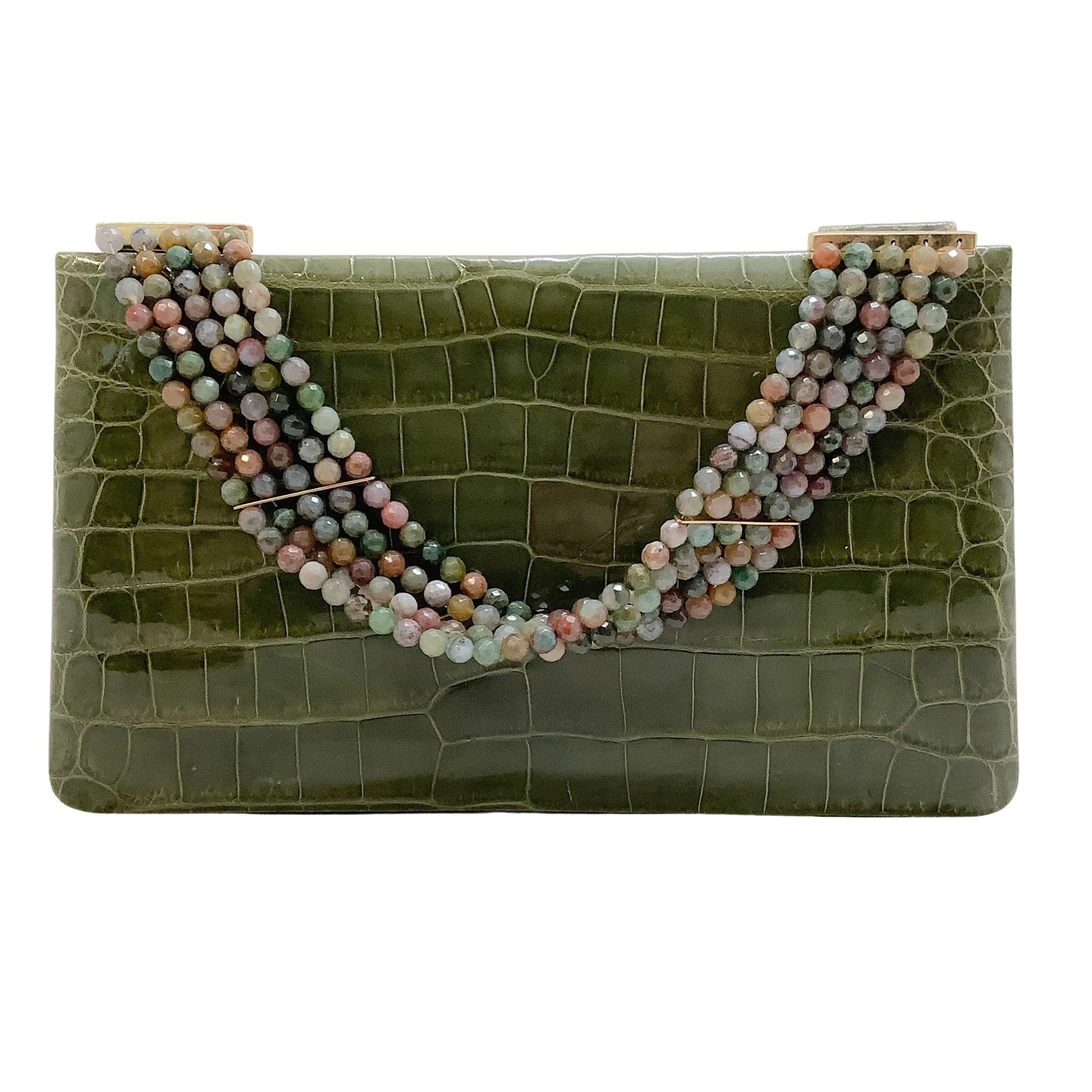 Darby Scott Spruce Green Crocodile Necklace Bag