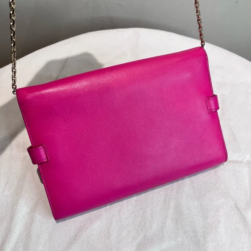 Delvaux Pink Leather Chain WOC Bag