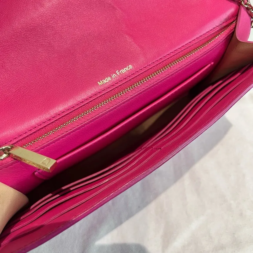 Delvaux Pink Leather Chain WOC Bag