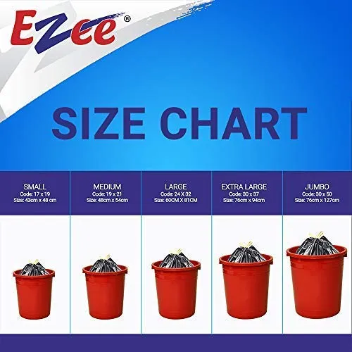 Ezee Garbage Trash Bag for Dustbin | 45 Pcs | Large 24 X 32 Inches | 15 Pcs x Pack of 3