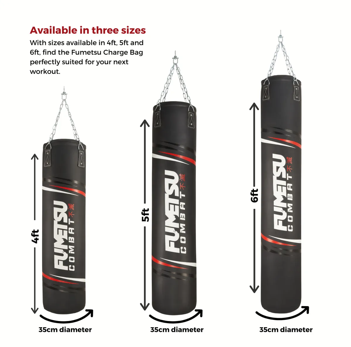 Fumetsu Charge 5ft Punch Bag Black/White/Red