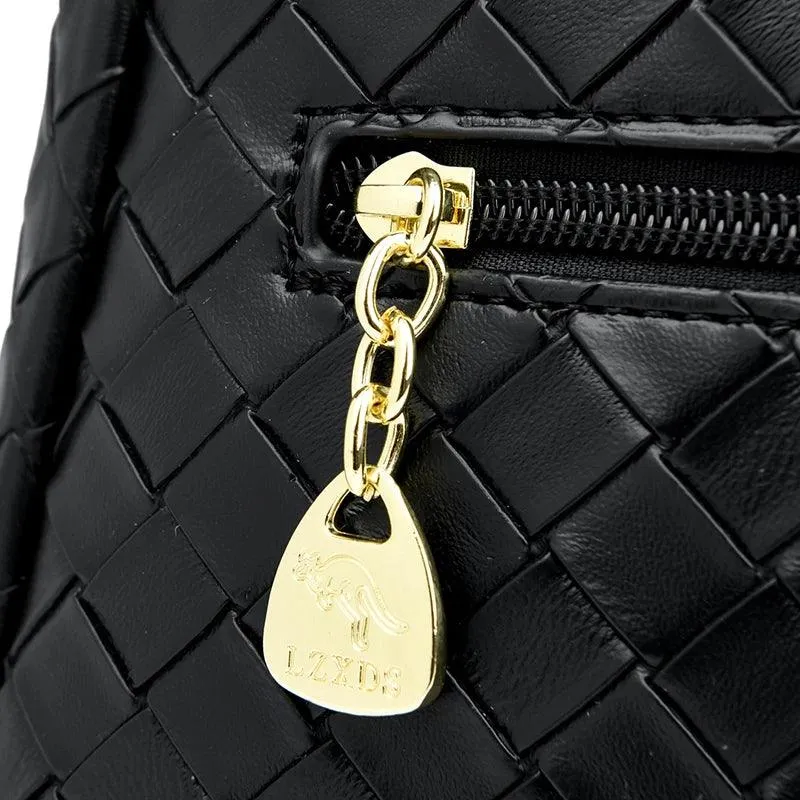 Genuine Leather Crossbody Bags Women Small Woven Diamond