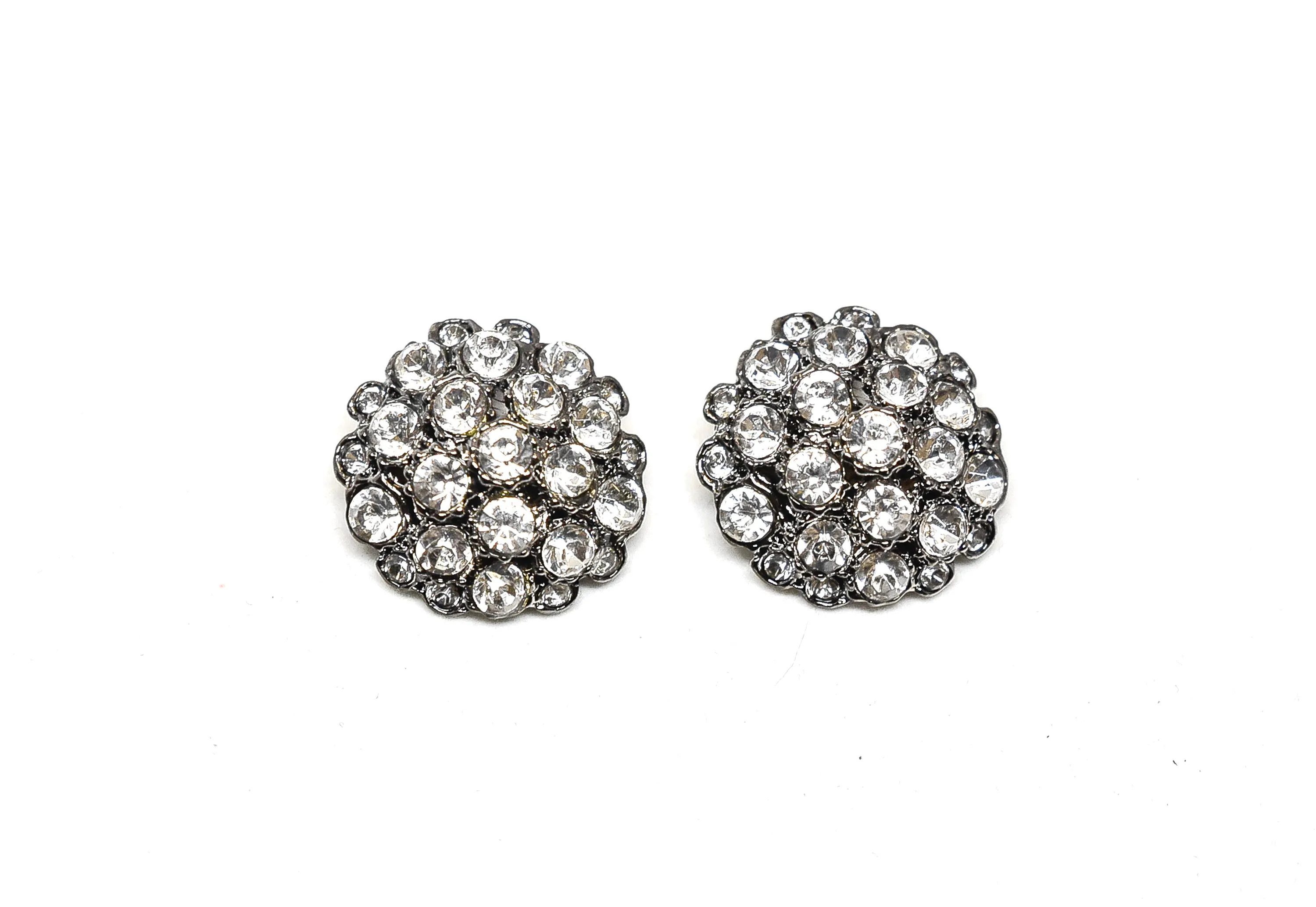 Gunmetal Rhinestone Button 1" - 1 Piece