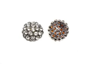 Gunmetal Rhinestone Button 1" - 1 Piece