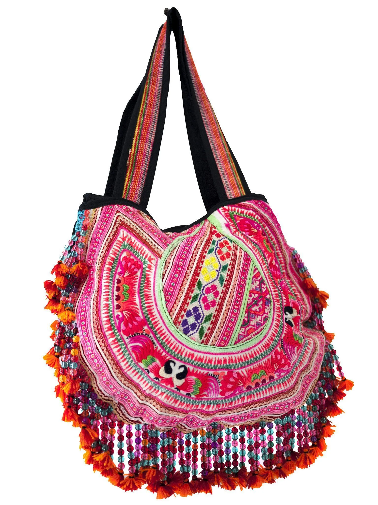 Handmade Hill Tribe Bags with bead work (NS-Shoulder - Embroidery One Side)