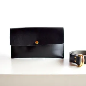 Hipster Sling Bag (Fanny Pack   Clutch) - Black Leather