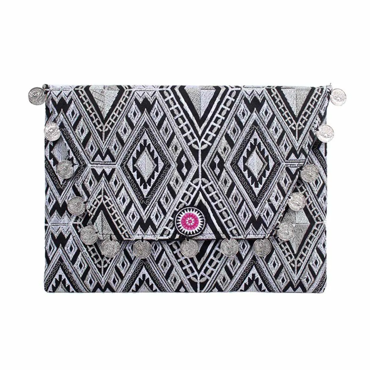 Hmong Embroidered Carnival Coin Clutch | iPad Bag - Thailand