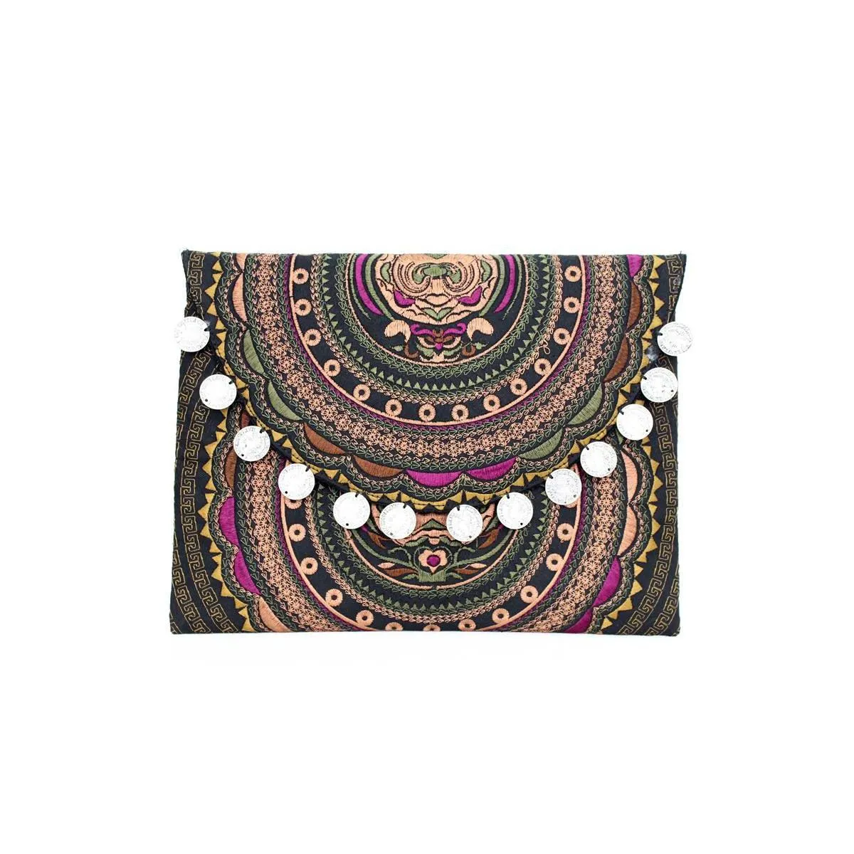 Hmong Embroidered Carnival Coin Clutch | iPad Bag - Thailand