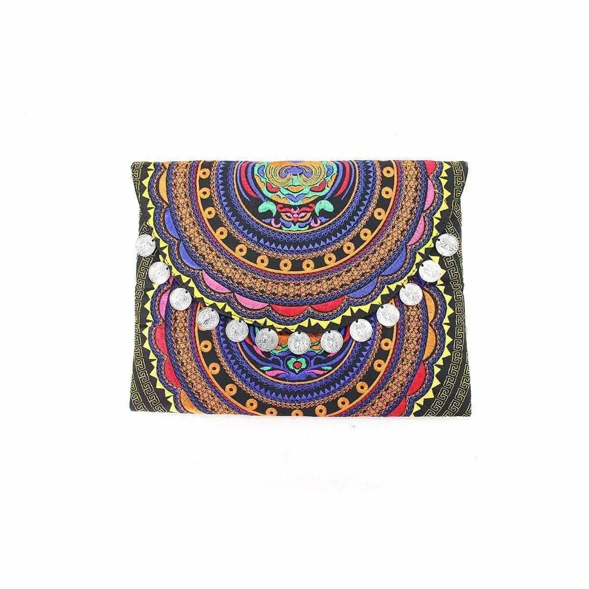 Hmong Embroidered Carnival Coin Clutch | iPad Bag - Thailand