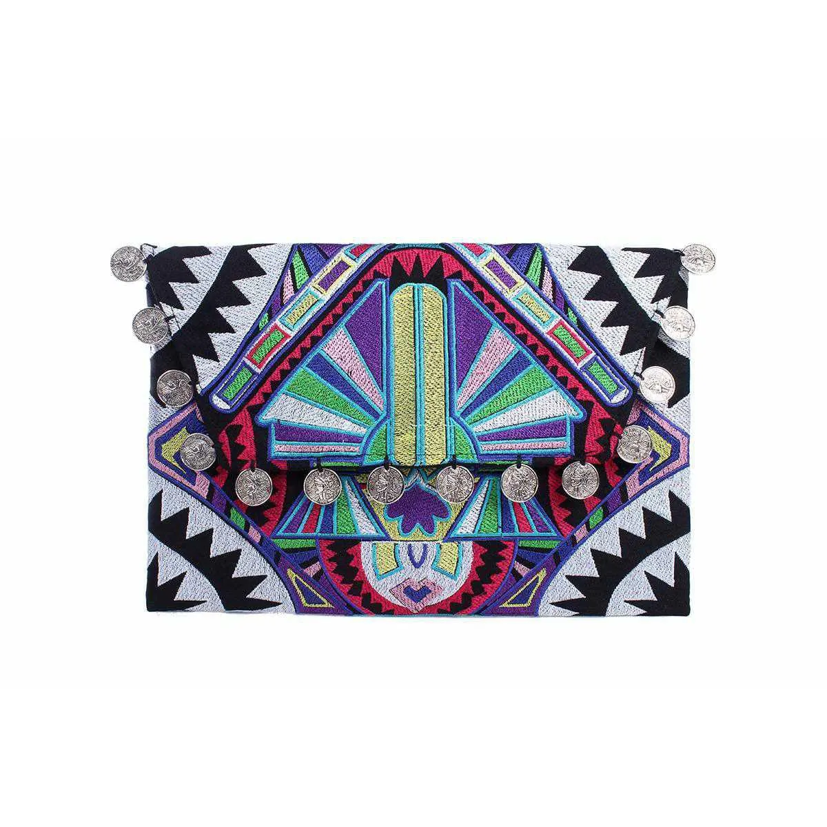 Hmong Embroidered Carnival Coin Clutch | iPad Bag - Thailand