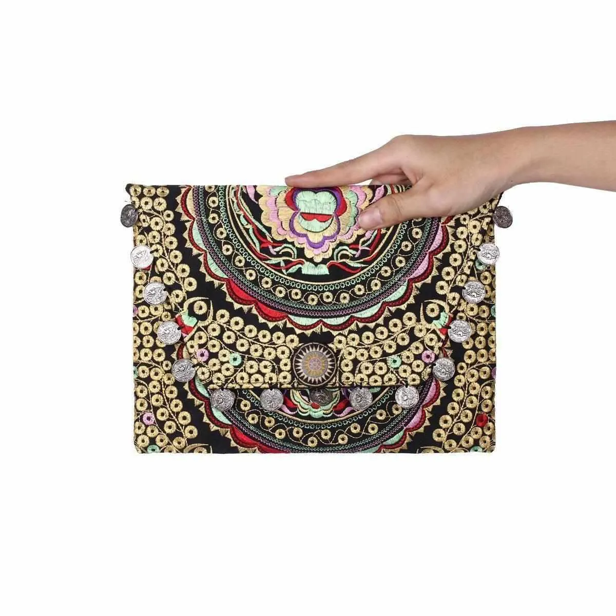 Hmong Embroidered Carnival Coin Clutch | iPad Bag - Thailand