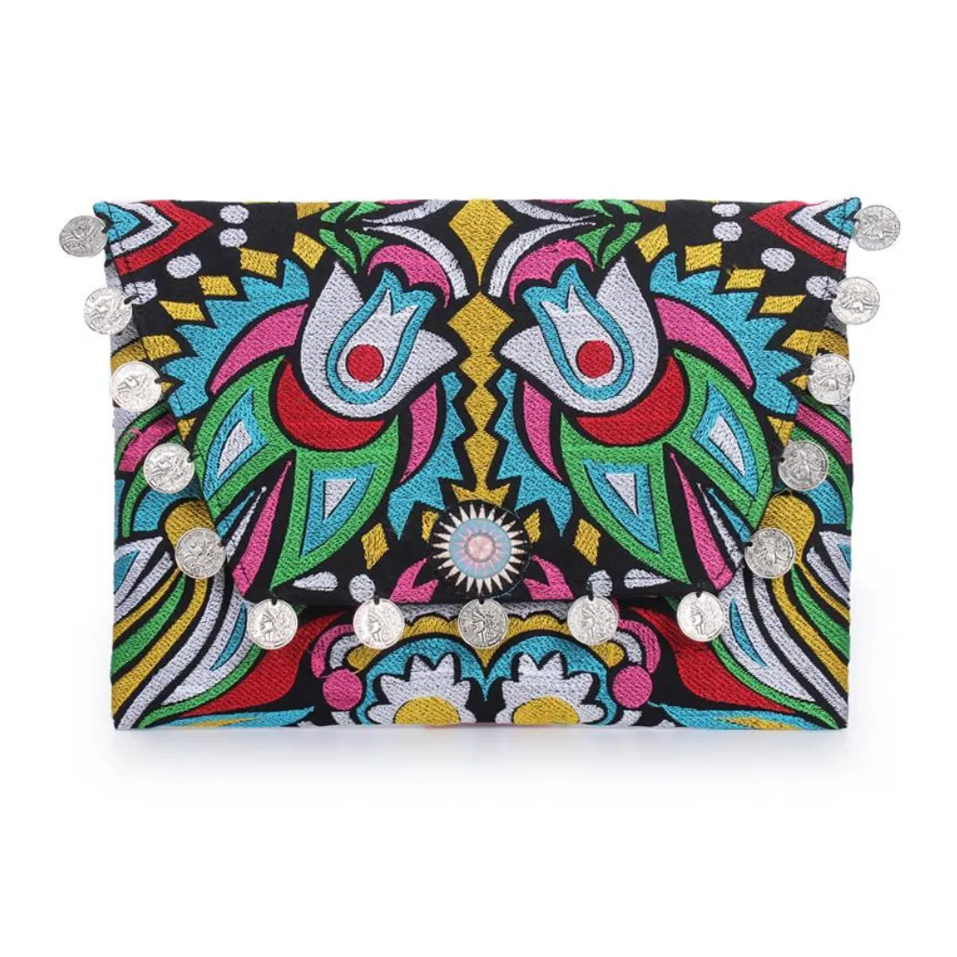 Hmong Embroidered Carnival Coin Clutch | iPad Bag - Thailand