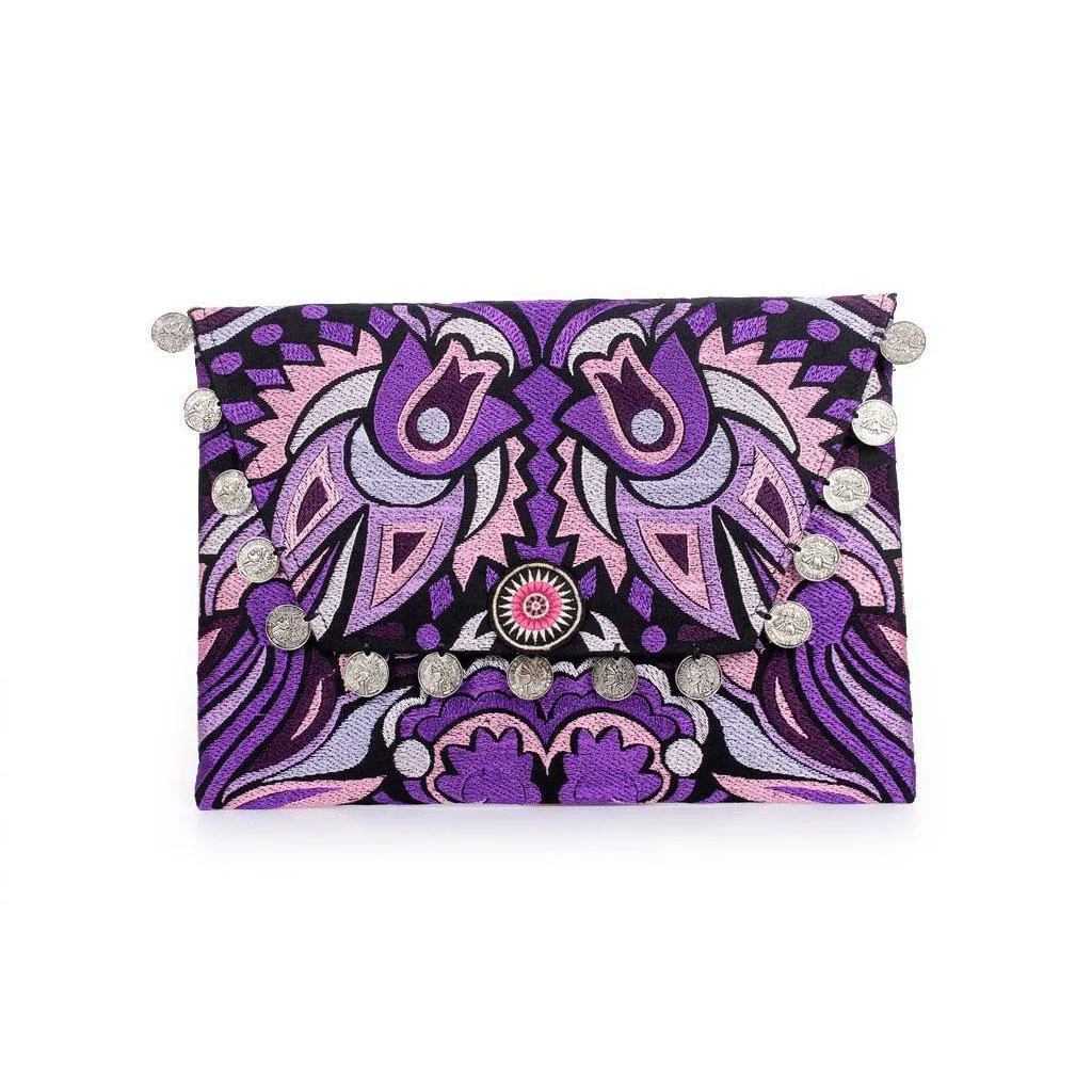 Hmong Embroidered Carnival Coin Clutch | iPad Bag - Thailand