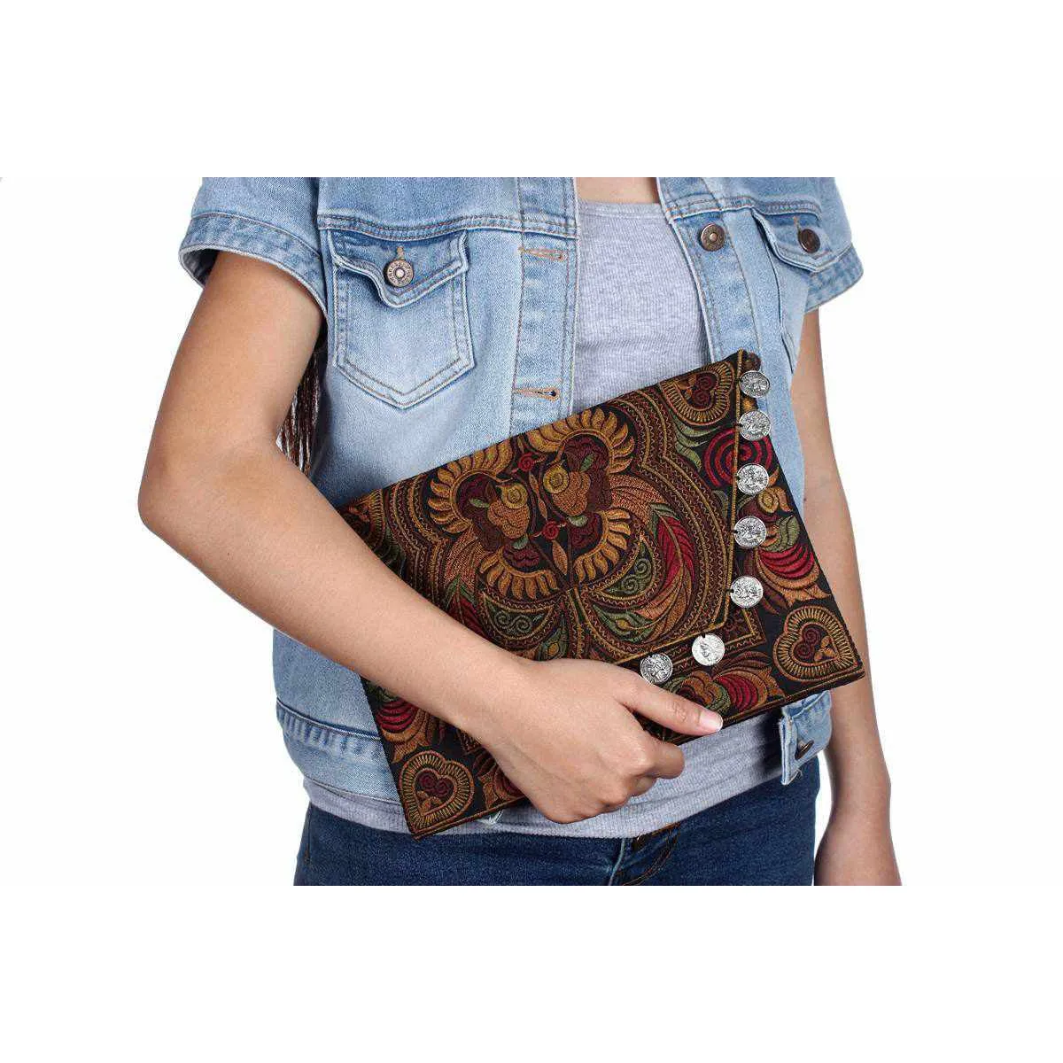 Hmong Embroidered Carnival Coin Clutch | iPad Bag - Thailand