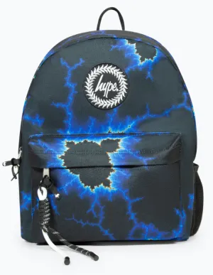 Hype Black Blue Lightning Badge Backpack